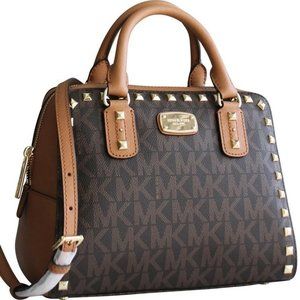 Michael Kors Sandrine Studded Pvc Leather Satchel